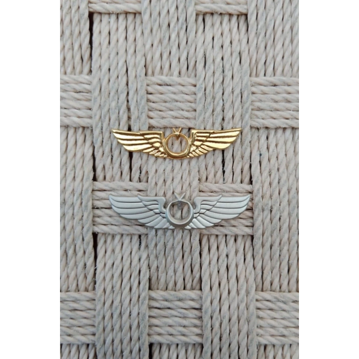 Hava Kuvvetleri Sari ve Beyaz Renkli Hava Pilot Kucuk Metal Gogus Brovesi