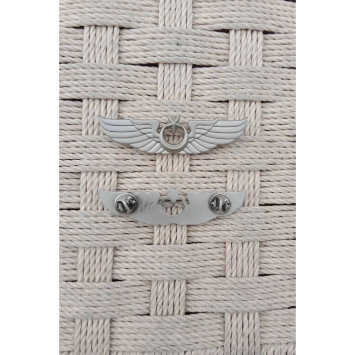 Hava Kuvvetleri Sari ve Beyaz Renkli Hava Pilot Kucuk Metal Gogus Brovesi