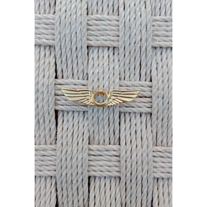 Hava Kuvvetleri Sari ve Beyaz Renkli Hava Pilot Kucuk Metal Gogus Brovesi