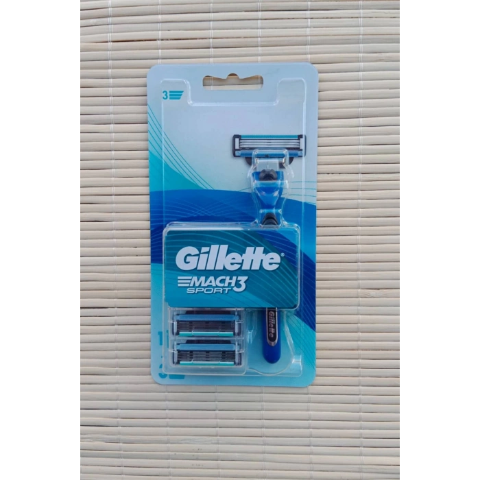 Acemi bedelli asker icin 3 bicakli gillette mach 3 sport Tiras Makinasi 1 + 3 Bicak jilet