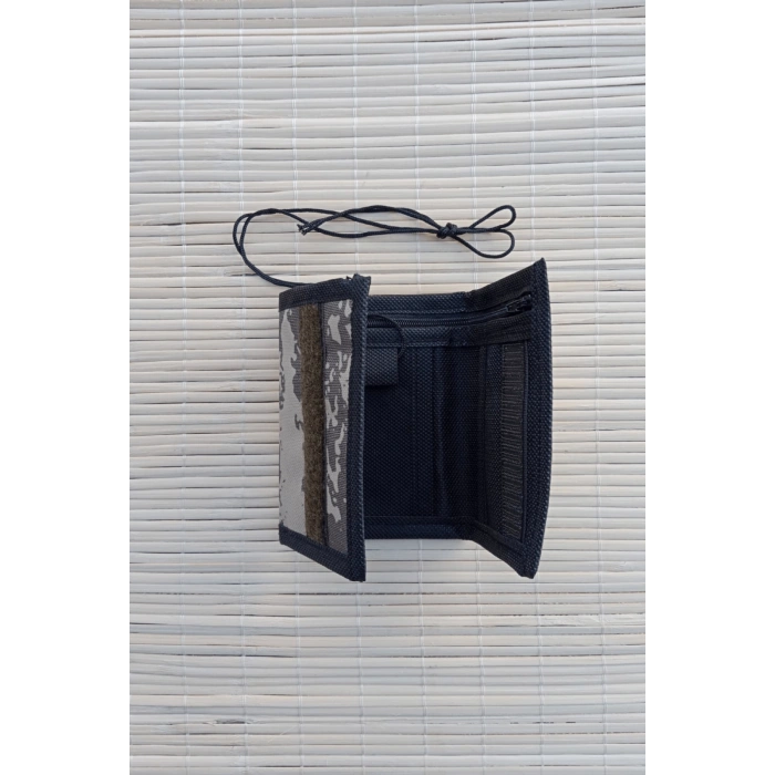 acemi bedelli asker icin kamuflaj renkli katlamali boyundan baglamali ipli boyun cuzdani