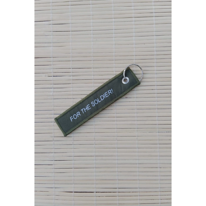 Allied land command for the soldier yazili yesil nakis islemeli bez anahtarlik