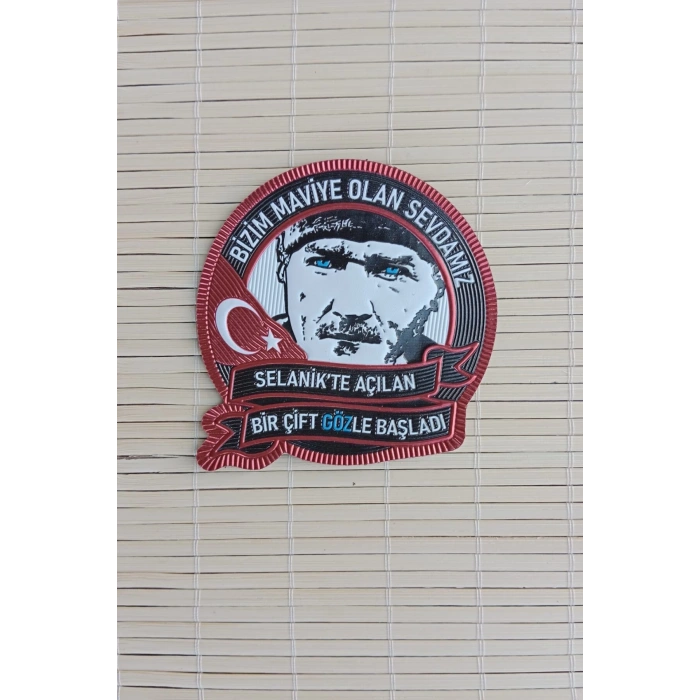 ataturk resimli kirmizi zemin bizim maviye olan sevdamiz 3d tpu termoplastik silikon kabartma nakis islemeli arma patch pec
