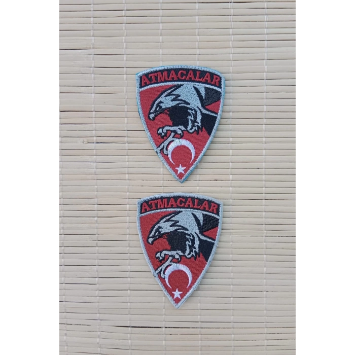 atmacalar yazili kartal ve ayyildiz bayrakli logolu nakis islemeli arma pec patch