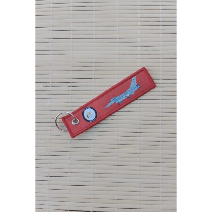 Atmacalar yazili kirmizi beyaz nakis islemeli bez anahtarlik