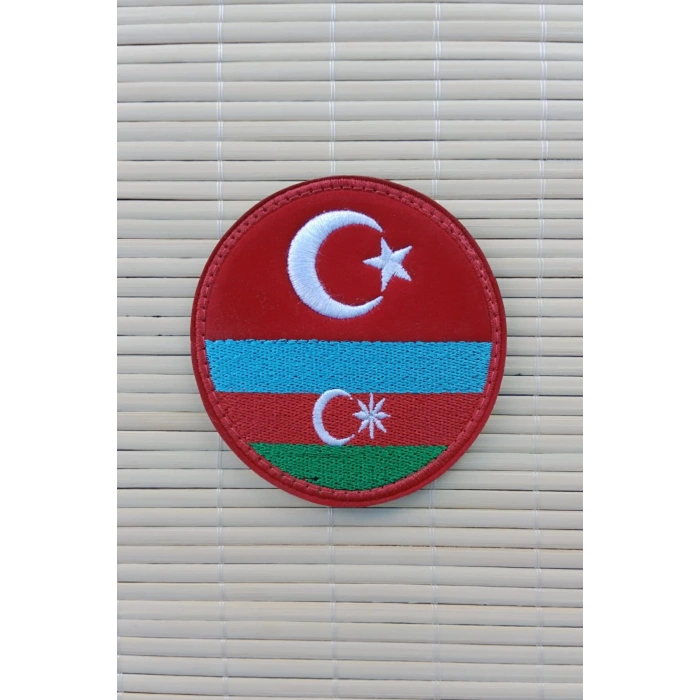 azerbaycan turkiye bayrakli nakis islemeli arma pec patch