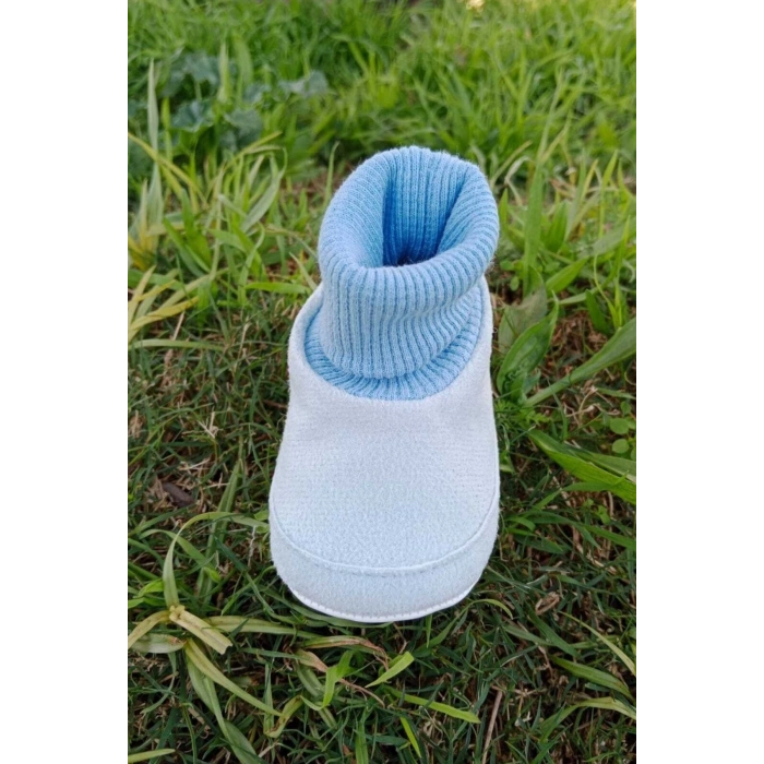bebe mavisi renkli ici pamuklu astarli corapli model organik ortopedik cocuk bebek ilkadim patik panduf ayakkabi
