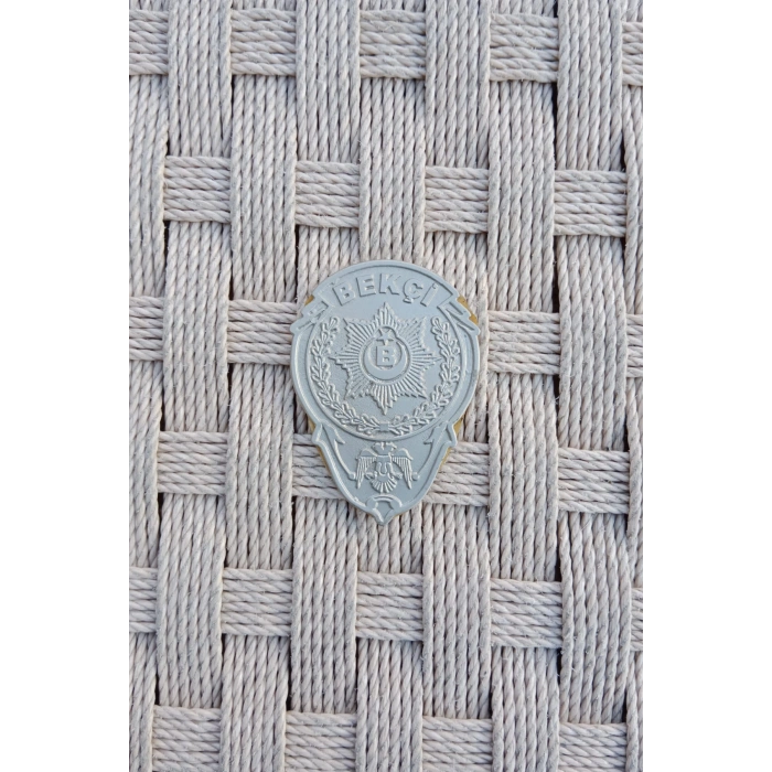 bekci amblemli ozel tasarim gri renkli cuzdan rozeti