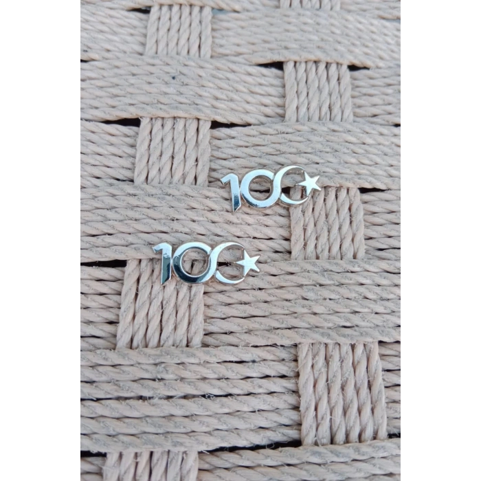 Beyaz Renk 100. yil rozeti ceket yaka ignesi yaka rozeti