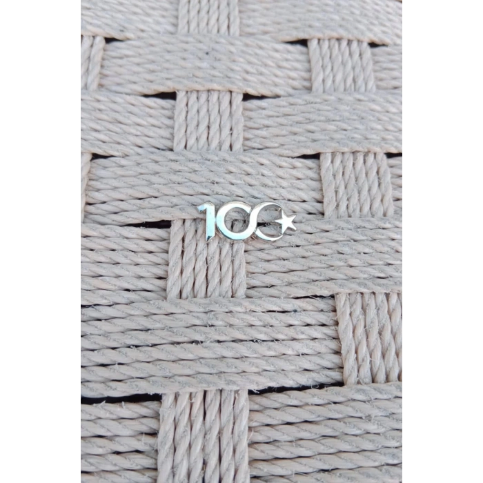 Beyaz Renkli 100. yil rozeti ceket yaka ignesi yaka rozeti