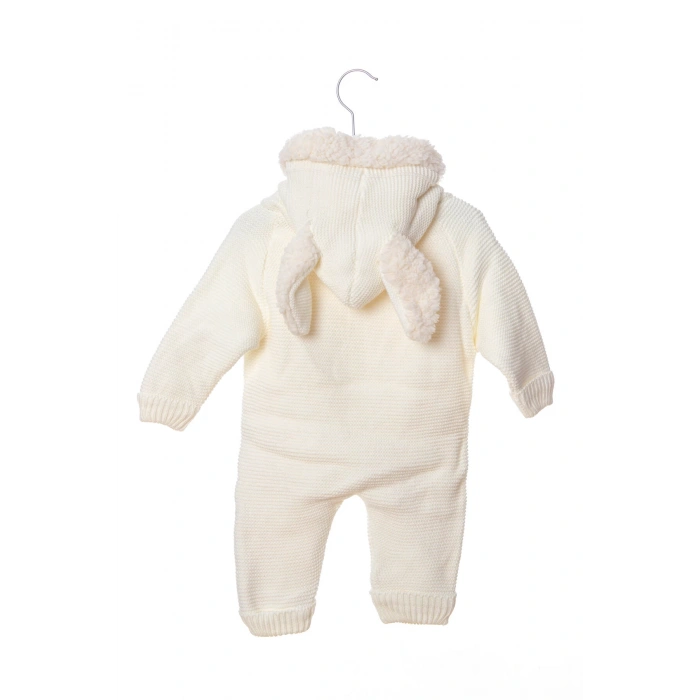 beyaz renkli bebe wersoft dugmeli triko uzun kollu kaliteli kapusonlu bebek tulum