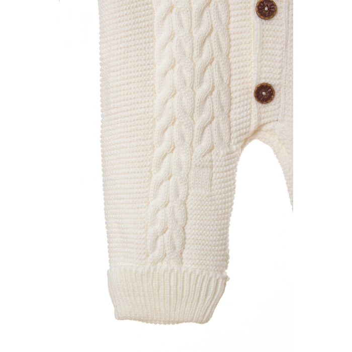 beyaz renkli bebe wersoft dugmeli triko uzun kollu kaliteli kapusonlu bebek tulum