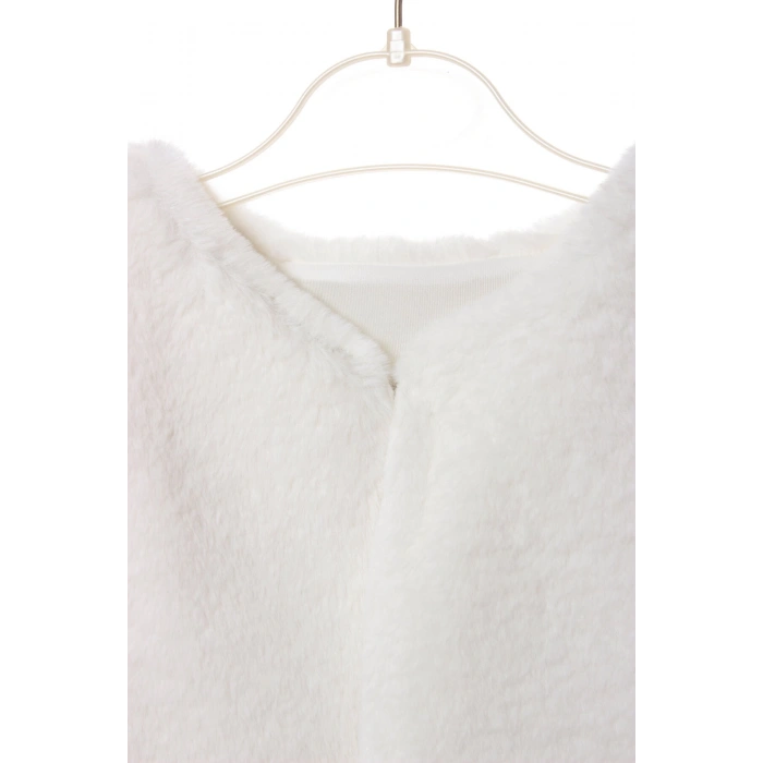 beyaz renkli kaliteli pamuklu kiz cocuk kolsuz pelus yelek