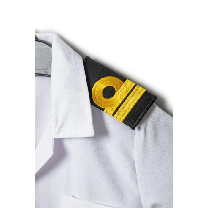 beyaz renkli kisa kollu sapkali yuzbasi cocuk kiyafet denizci kostum kaptan takimi