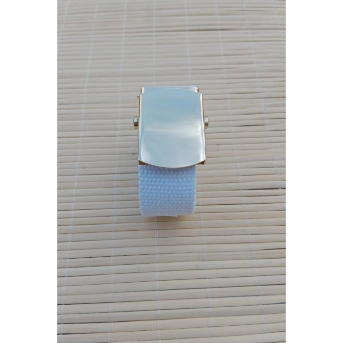 Beyaz Renkli Metal Sari Tokali Deniz Kuvvetleri isbasi Harici Dokuma Kaptan Kemer