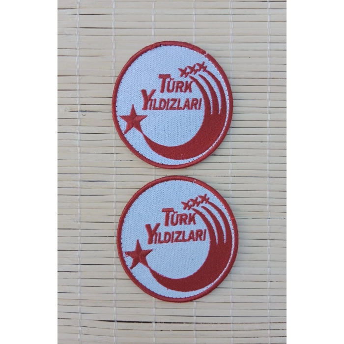 beyaz zemin kirmizi nakis islemeli turk yildizlari arma pec patch