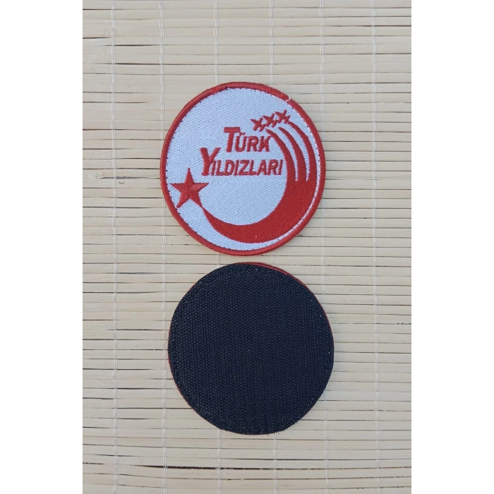 beyaz zemin kirmizi nakis islemeli turk yildizlari arma pec patch