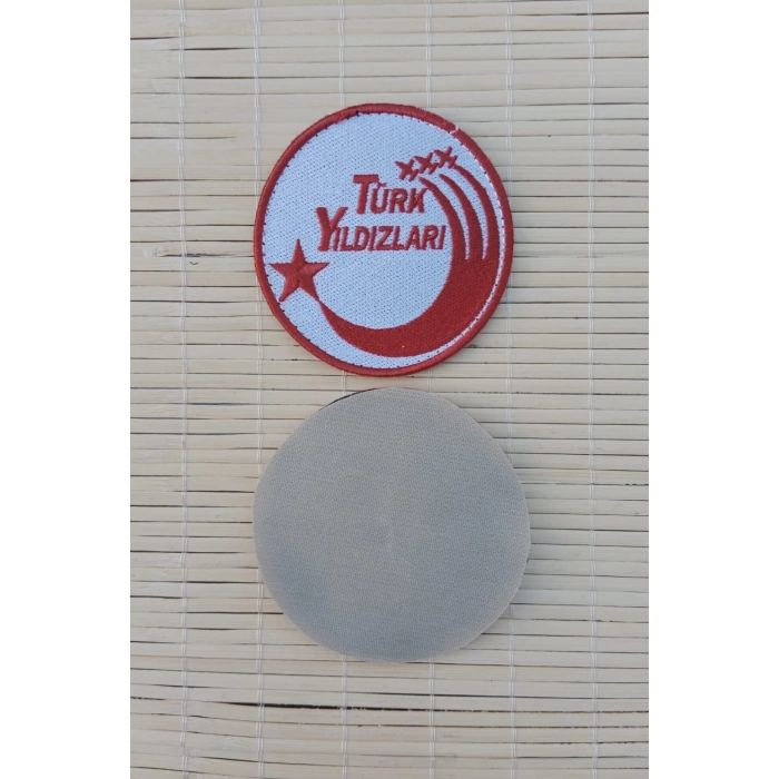 beyaz zemin kirmizi nakis islemeli turk yildizlari arma pec patch