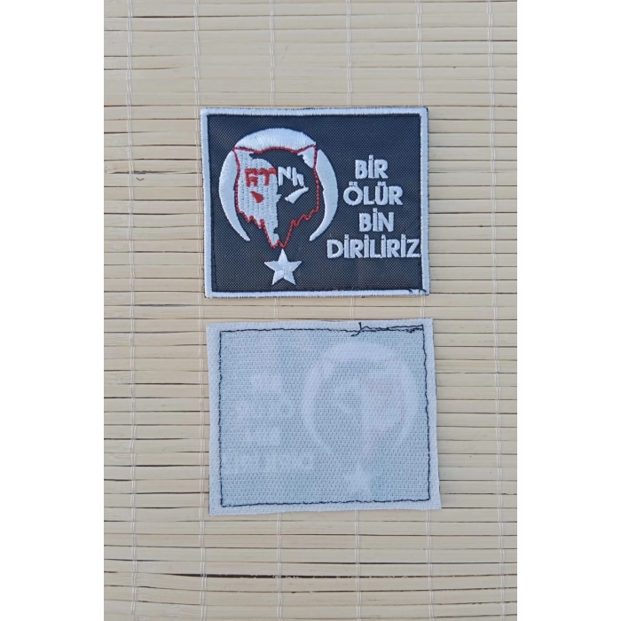 bir olur bin diriliriz siyah zemin beyaz nakis islemeli arma patch pec
