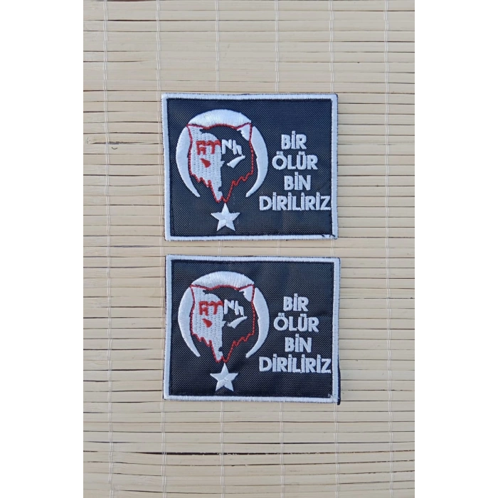 bir olur bin diriliriz siyah zemin beyaz nakis islemeli arma pec patch