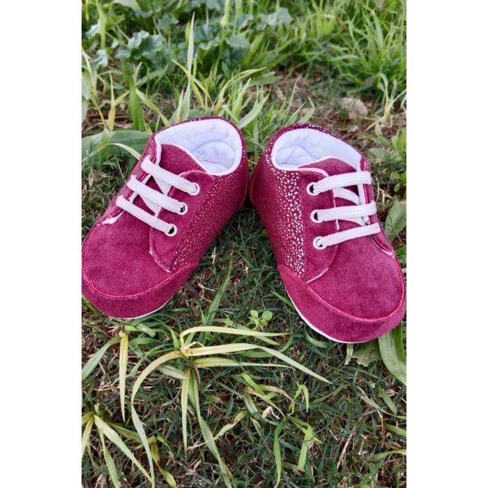 bordo renkli ici pamuklu organik cocuk bebek ilkadim bagcikli patik sneaker casual ayakkabi