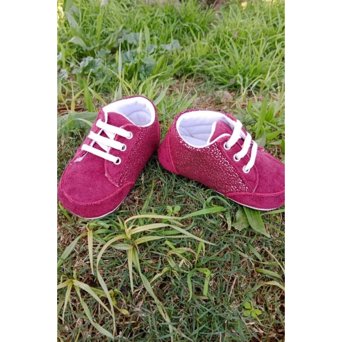 bordo renkli ici pamuklu organik cocuk bebek ilkadim bagcikli patik sneaker casual ayakkabi