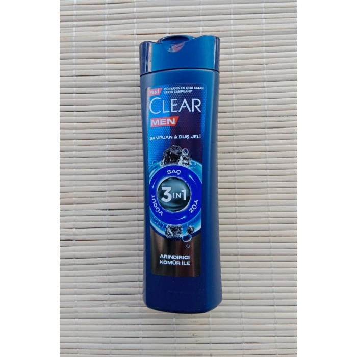 Clear sampuan ve dus jeli arindirici komur 350 ml sac vucut yuz sampuani