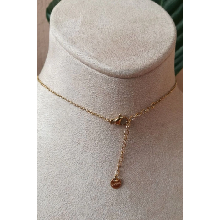 cubuklu tasarim ince gold zincirli altin renkli kaliteli paslanmaz celik kolye stainless stell