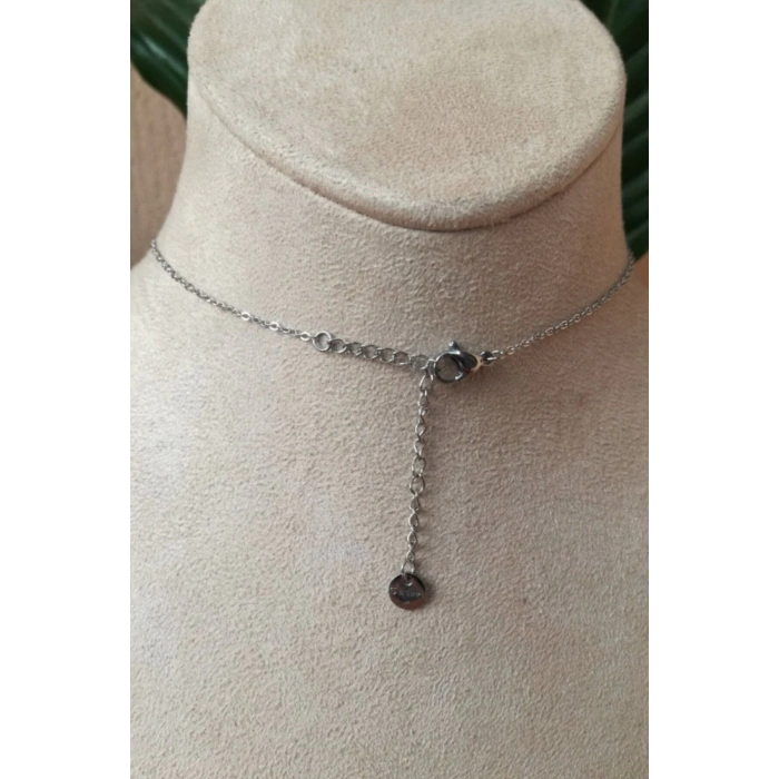 cubuklu tasarim ince silver zincirli gumus renkli kaliteli paslanmaz celik kolye stainless stell