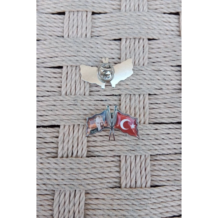 Dalgalanan bayrak ataturk resimli ceket yaka ignesi yaka rozet