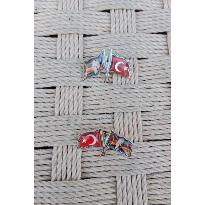 Dalgalanan bayrak ataturk resimli ceket yaka ignesi yaka rozet