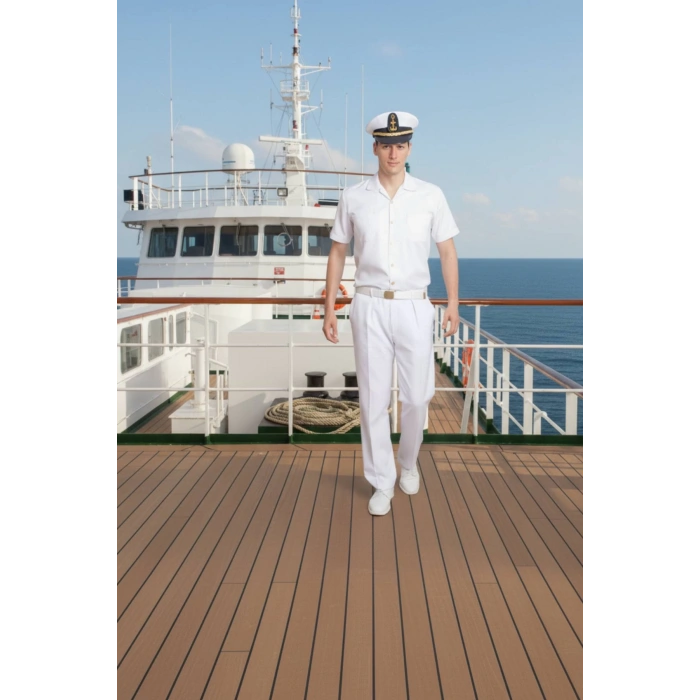 Deniz Kuvvetleri Deniz Lisesi Beyaz Renkli Kisa Kollu Gomlek Kaptan Pantolon Takim Mesdres Harici Sapka Kemer Ayakkabi