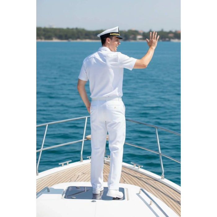 Deniz Kuvvetleri Deniz Lisesi Beyaz Renkli Kisa Kollu Gomlek Kaptan Pantolon Takim Mesdres Harici Sapka Kemer Ayakkabi