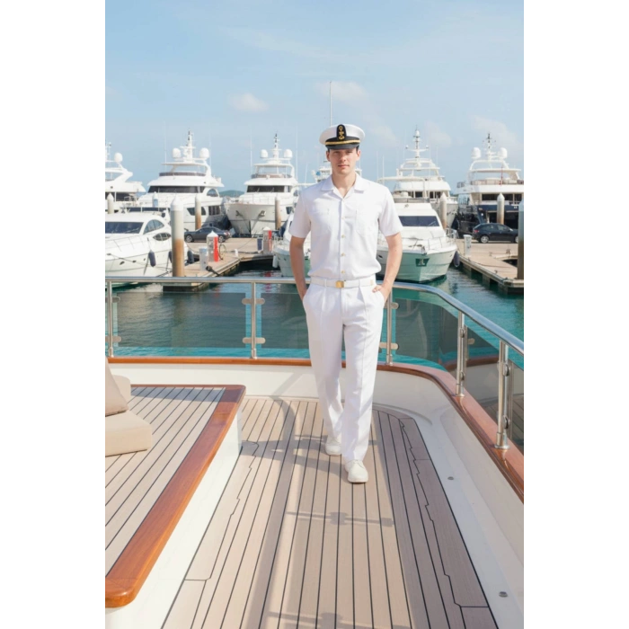 Deniz Kuvvetleri Deniz Lisesi Beyaz Renkli Kisa Kollu Gomlek Kaptan Pantolon Takim Mesdres Harici Sapka Kemer Ayakkabi