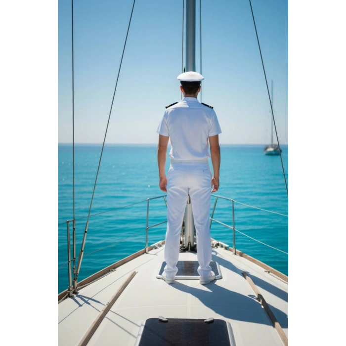 deniz kuvvetleri deniz lisesi ve fakultesi beyaz renkli kisa kollu gomlek yazlik kaliteli pamuklu kumas kaptan pantolon takim mesdres harici sapka kemer