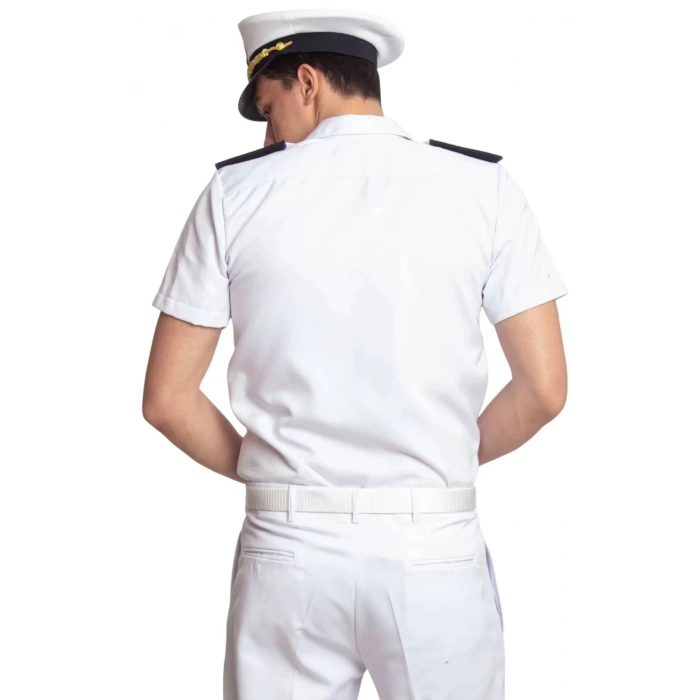 Deniz Kuvvetleri Deniz Lisesi ve Fakultesi Beyaz Renkli Yazlik Kaliteli Pamuklu Kumas Kaptan Gomlek