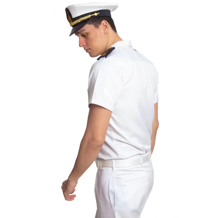 Deniz Kuvvetleri Deniz Lisesi ve Fakultesi Beyaz Renkli Yazlik Kaliteli Pamuklu Kumas Kaptan Gomlek