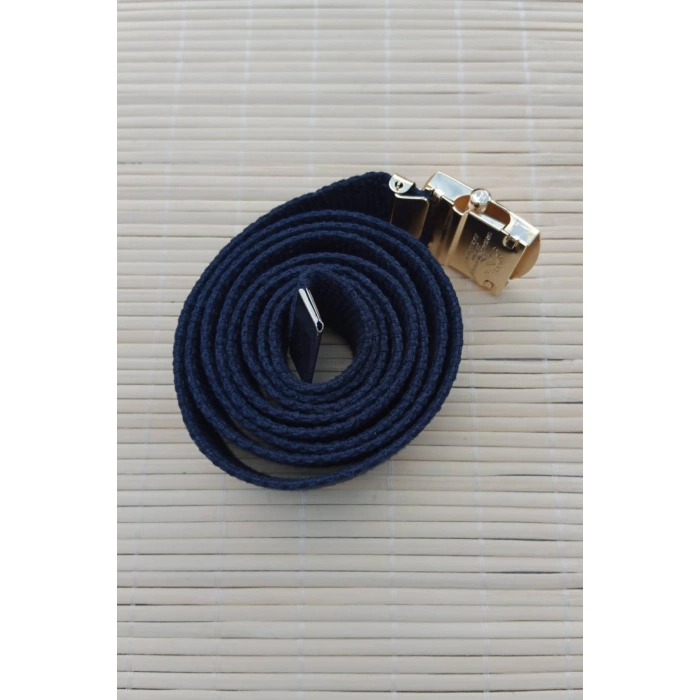 Deniz Kuvvetleri Lacivert Renkli Metal Sari Tokali isbasi Harici Dokuma Kemer