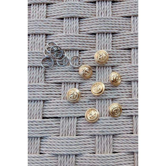 Deniz Kuvvetleri Sari Renkli Altin Kaplama Kucuk Gomlek Dugmesi