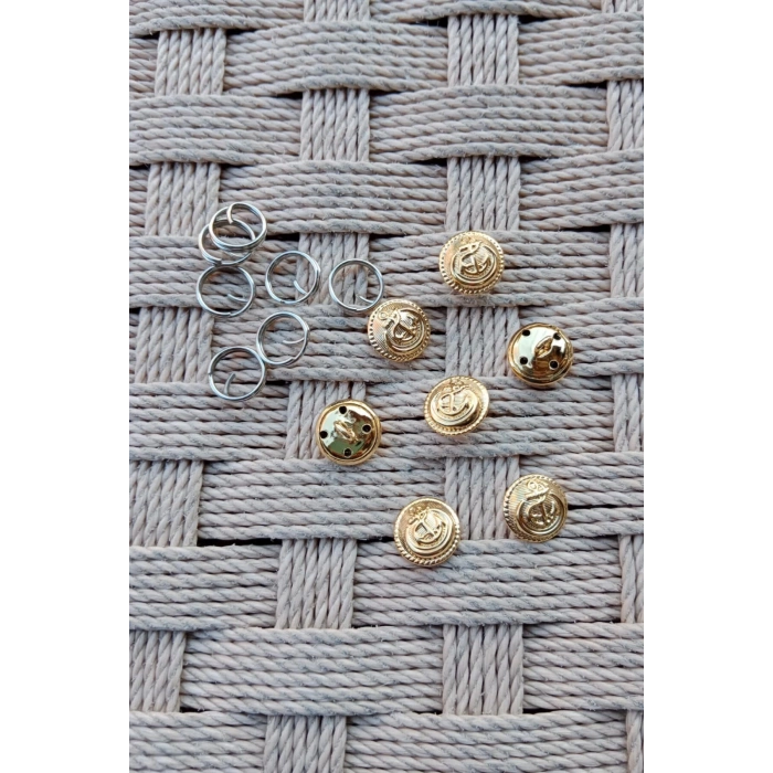 Deniz Kuvvetleri Sari Renkli Altin Kaplama Kucuk Gomlek Dugmesi