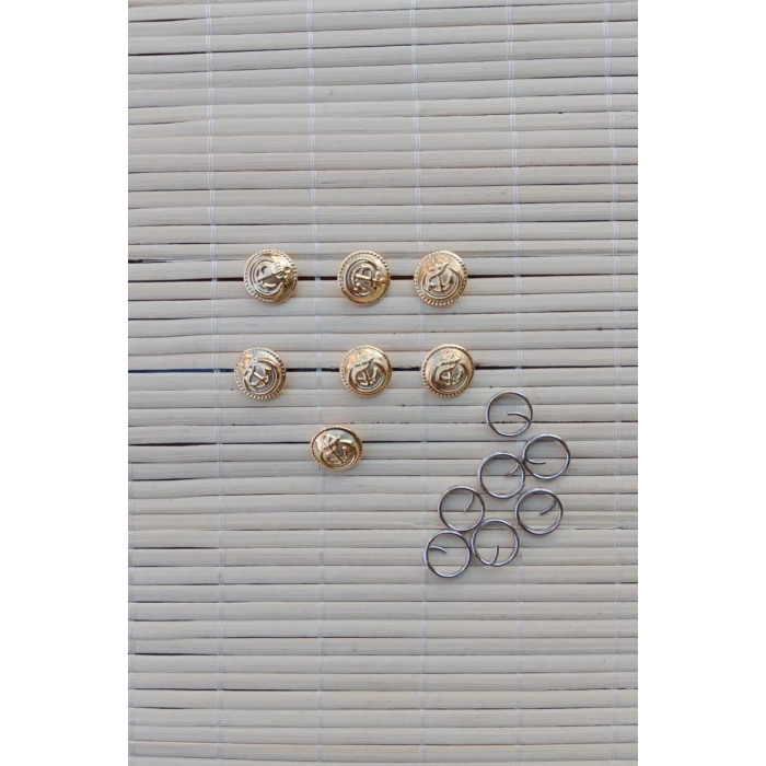 Deniz Kuvvetleri Sari Renkli Altin Kaplama Kucuk Gomlek Dugmesi