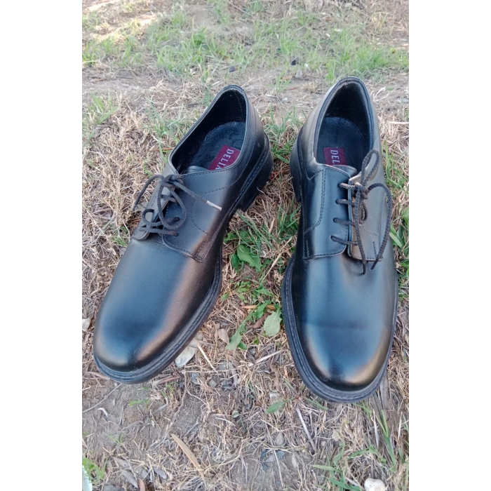 deniz kuvvetleri siyah renkli bagcikli yazlik deri termo taban denizci ayakkabisi