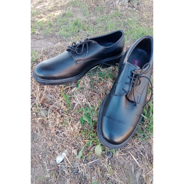 deniz kuvvetleri siyah renkli bagcikli yazlik deri termo taban denizci ayakkabisi