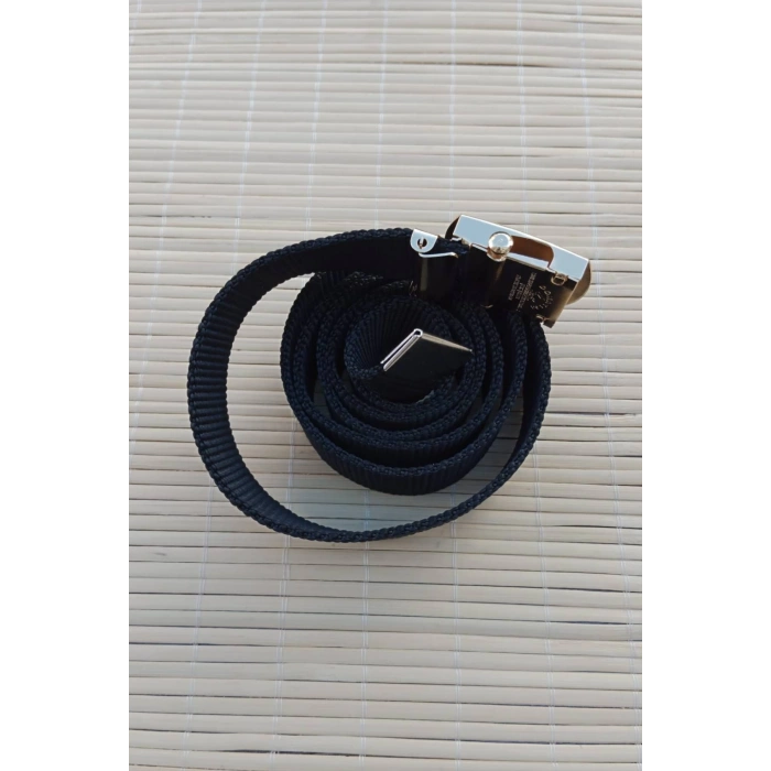 Deniz Kuvvetleri Siyah Renkli Metal Sari Tokali isbasi Harici Dokuma Kemer