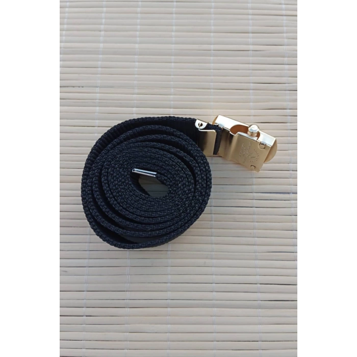 Deniz Kuvvetleri Siyah Renkli Metal Sari Tokali isbasi Harici Dokuma Kemer