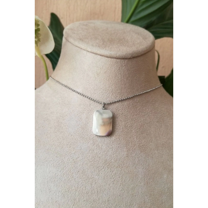 dikdortgen tasarim ince silver zincirli gumus renkli zirkon ay tasli kaliteli paslanmaz celik kolye stainless stell