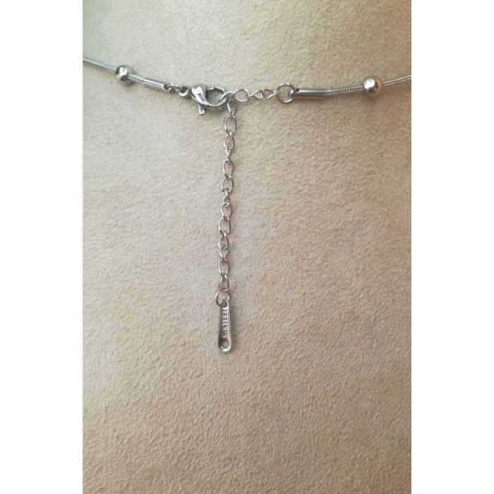 dorika tasarim ince silver zincirli gumus renkli kaliteli paslanmaz celik kolye stainless stell