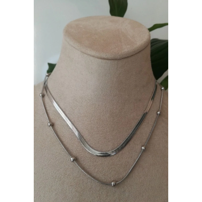 dorika tasarim italyan zincirli gumus renkli kaliteli paslanmaz celik kolye stainless stell