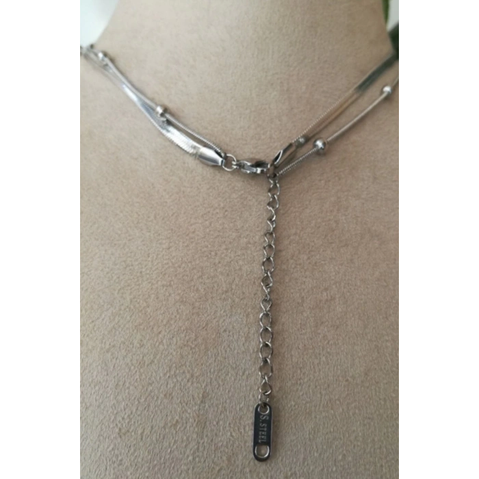 dorika tasarim italyan zincirli gumus renkli kaliteli paslanmaz celik kolye stainless stell