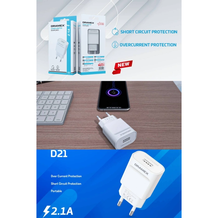 Dramex 2.1A Amper Hizli Sarj Telefon Adaptoru